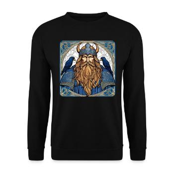 Viking Odin with ravens - Unisex Sweatshirt - black - Front - Alina (178cm) & Michal (187cm)