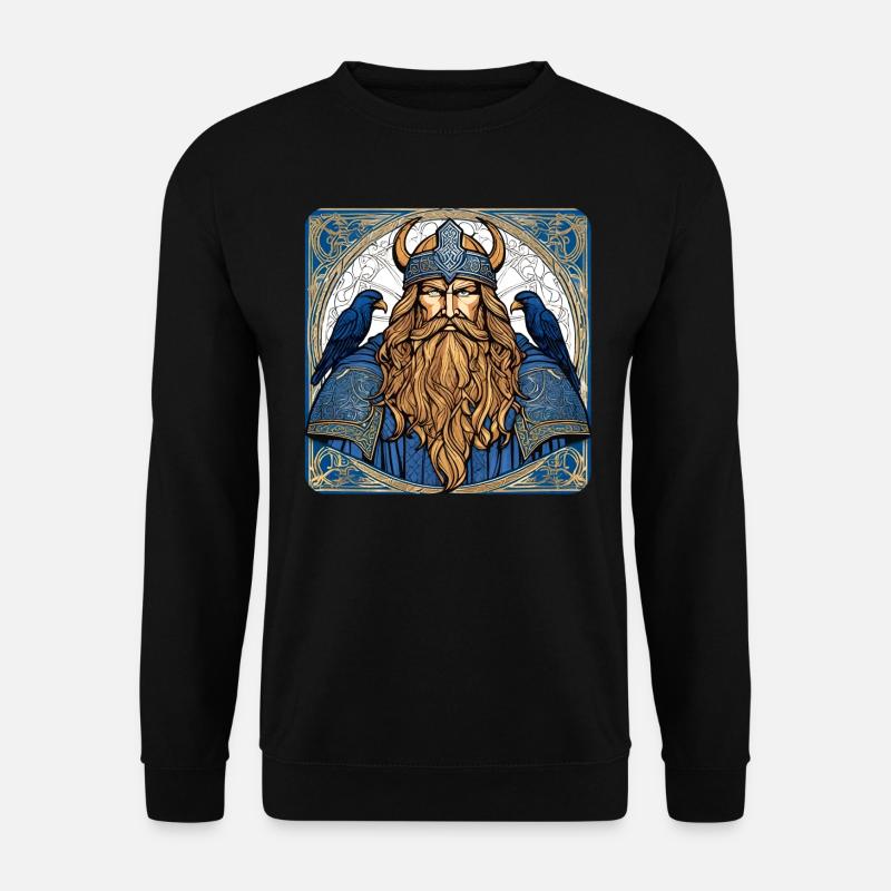 Wikinger Odin mit Raben - Unisex Pullover - Schwarz