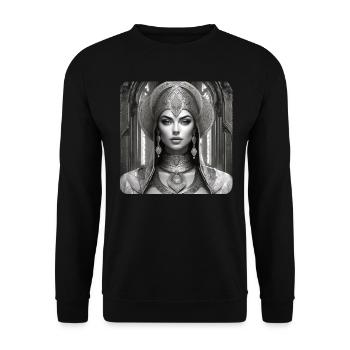 Mystische Fantasy Frau - Unisex Pullover - Schwarz - Vorne - Alina (178cm) & Michal (187cm)