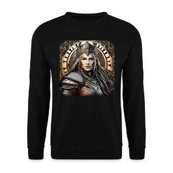 Proud Viking Germanin Shieldmaiden - Unisex Sweatshirt - black - Front - Alina (178cm) & Michal (187cm)