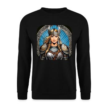 Proud Viking German Woman - Unisex Sweatshirt - black - Front - Alina (178cm) & Michal (187cm)