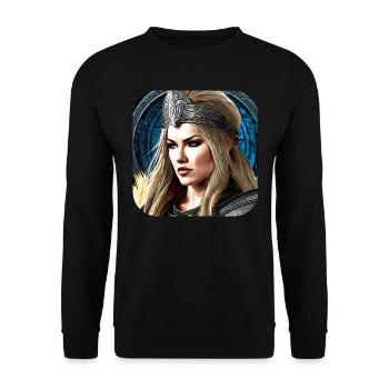Proud Viking Shieldmaiden Cyborg - Unisex Sweatshirt - black - Front - Alina (178cm) & Michal (187cm)