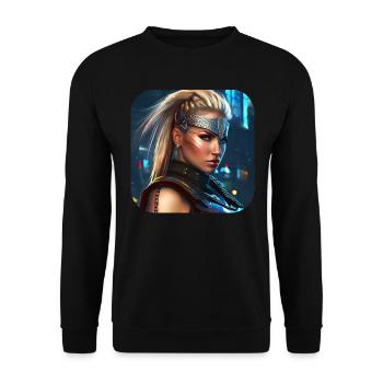 Proud Viking Shieldmaiden Cyborg - Unisex Sweatshirt - black - Front - Alina (178cm) & Michal (187cm)