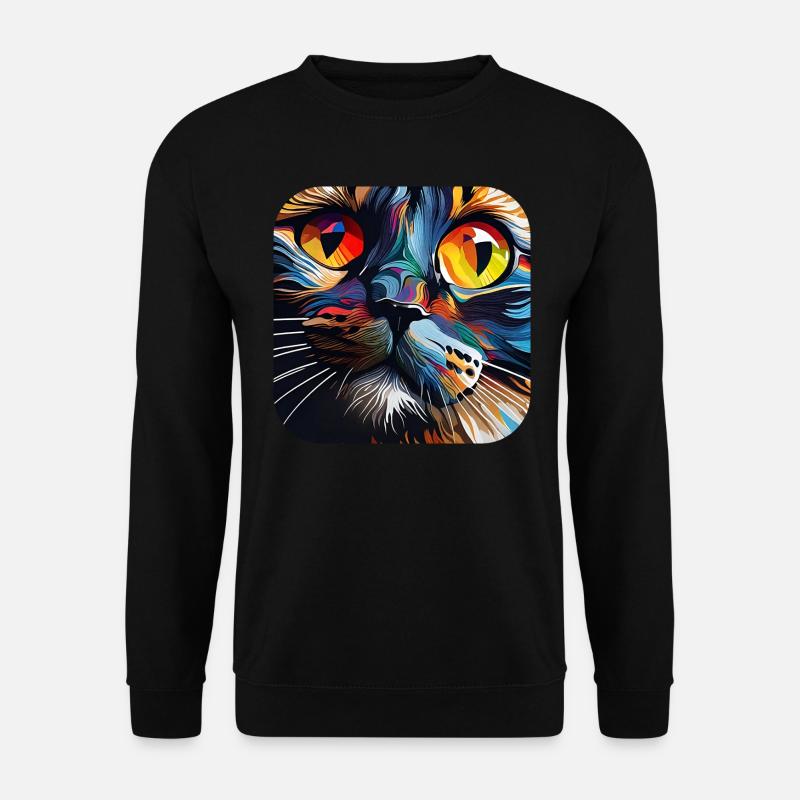 Psychedelisches Motiv Katze - Unisex Pullover - Schwarz