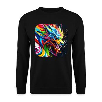 Cooler Chinesischer Drache im Graffiti Style - Unisex Pullover - Schwarz - Vorne - Alina (178cm) & Michal (187cm)