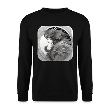 Proud Fantasy Warrior Shieldmaiden - Unisex Sweatshirt - black - Front - Alina (178cm) & Michal (187cm)
