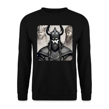 Proud Viking Warrior Germanic - Unisex Sweatshirt - black - Front - Alina (178cm) & Michal (187cm)