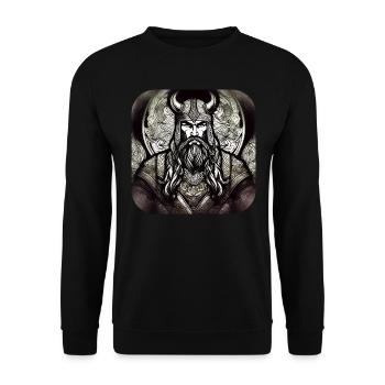 Proud Viking with Horns Helmet - Unisex Sweatshirt - black - Front - Alina (178cm) & Michal (187cm)