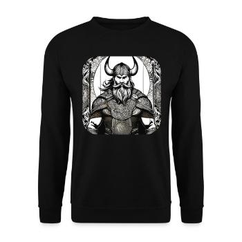 Stolzer Wikinger Krieger Germane - Unisex Pullover - Schwarz - Vorne - Alina (178cm) & Michal (187cm)