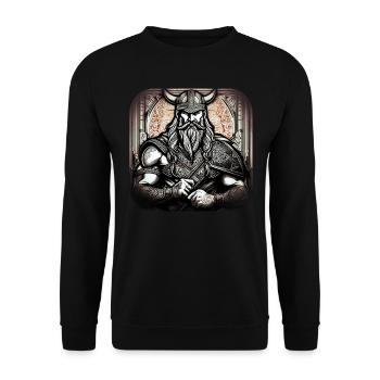 Proud Viking Warrior Germanic - Unisex Sweatshirt - black - Front - Alina (178cm) & Michal (187cm)