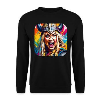 Viking in graffiti style - Unisex Sweatshirt - black - Front - Alina (178cm) & Michal (187cm)