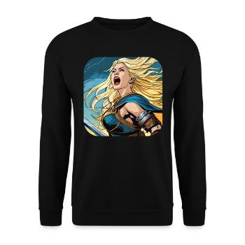 Fière Viking Germanin Shieldmaiden - Sweat-shirt Unisexe - noir - Devant - Alina (178cm) & Michal (187cm)