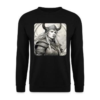 Proud Viking Germanin Shieldmaiden - Unisex Sweatshirt - black - Front - Alina (178cm) & Michal (187cm)