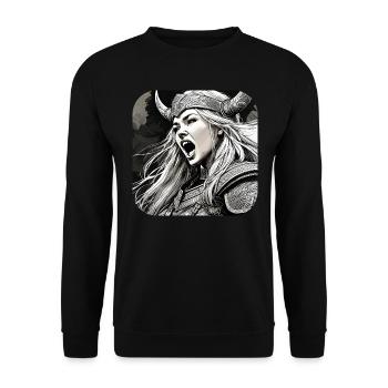 Proud Viking Germanin Shieldmaiden - Unisex Sweatshirt - black - Front - Alina (178cm) & Michal (187cm)