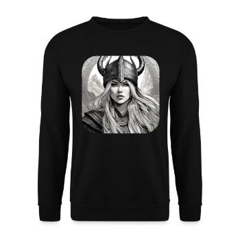 Proud Viking Germanin Shieldmaiden - Unisex Sweatshirt - black - Front - Alina (178cm) & Michal (187cm)