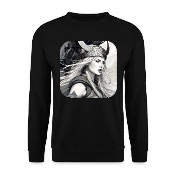 Proud Viking Germanin Shieldmaiden - Unisex Sweatshirt - black - Front - Alina (178cm) & Michal (187cm)