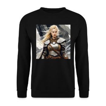 Proud Viking Germanin Shieldmaiden - Unisex Sweatshirt - black - Front - Alina (178cm) & Michal (187cm)