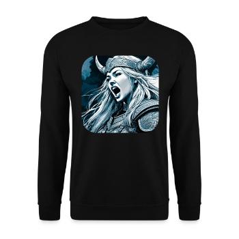 Proud Viking Germanin Shieldmaiden - Unisex Sweatshirt - black - Front - Alina (178cm) & Michal (187cm)