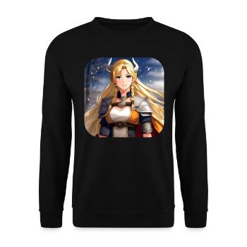 Cute Manga Warrior - Unisex Sweatshirt - black - Front - Alina (178cm) & Michal (187cm)