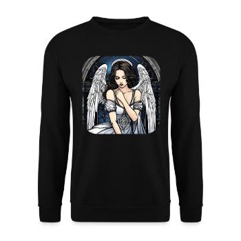 Cool Gothic Angel III - Unisex Sweatshirt - black - Front - Alina (178cm) & Michal (187cm)