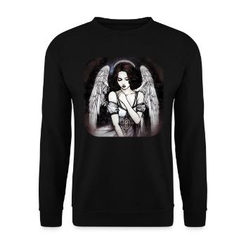 Cool Gothic Angel II - Unisex Sweatshirt - black - Front - Alina (178cm) & Michal (187cm)
