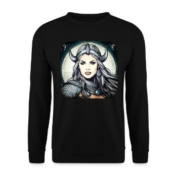 Proud Viking Germanin Shieldmaiden - Unisex Sweatshirt - black - Front - Alina (178cm) & Michal (187cm)