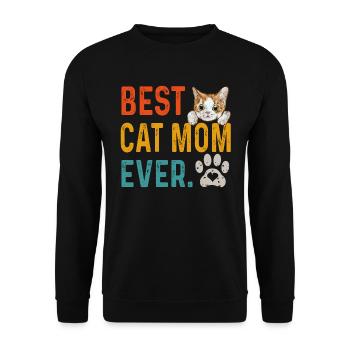 Jahrgang Beste Katzenmutter aller Zeiten, Katzenmutter Geschenk - Unisex Pullover - Schwarz - Vorne - Alina (178cm) & Michal (187cm)