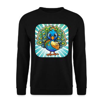 Cute Peacock I - Unisex Sweatshirt - black - Front - Alina (178cm) & Michal (187cm)
