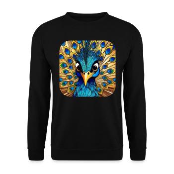 Cute Peacock II - Unisex Sweatshirt - black - Front - Alina (178cm) & Michal (187cm)