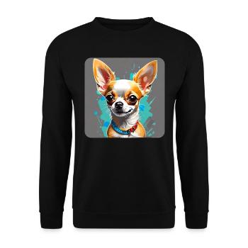 Cute little Chihuahua dog in comic style - Unisex Sweatshirt - black - Front - Alina (178cm) & Michal (187cm)