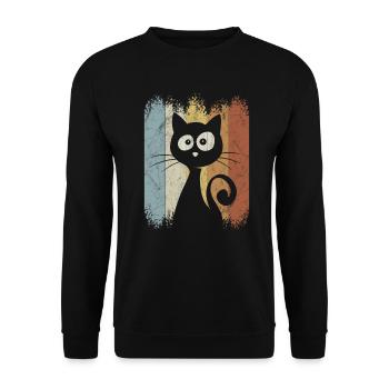Chat rétro Vintage chat Silhouette - Sweat-shirt Unisexe - noir - Devant - Alina (178cm) & Michal (187cm)