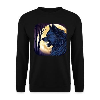 Horror Werwolf mit Vollmond - Unisex Pullover - Schwarz - Vorne - Alina (178cm) & Michal (187cm)