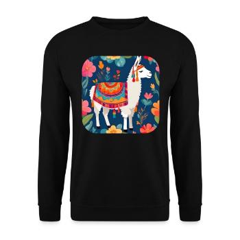 Cool Llama - Unisex Sweatshirt - black - Front - Alina (178cm) & Michal (187cm)