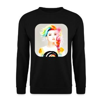 Cool girl with rainbow hair - Unisex Sweatshirt - black - Front - Alina (178cm) & Michal (187cm)
