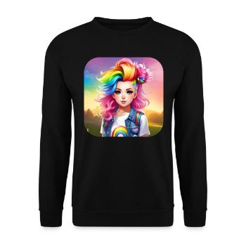 Cute girl with rainbow hair - Unisex Sweatshirt - black - Front - Alina (178cm) & Michal (187cm)