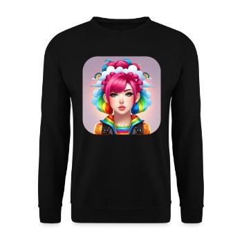 Cute girl with rainbow hair - Unisex Sweatshirt - black - Front - Alina (178cm) & Michal (187cm)