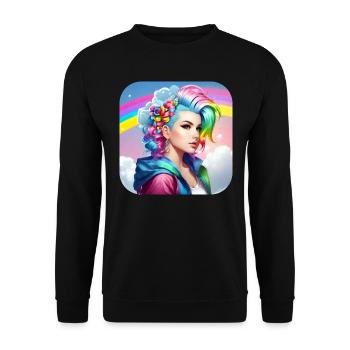 Cool girl with rainbow hair - Unisex Sweatshirt - black - Front - Alina (178cm) & Michal (187cm)