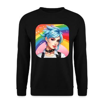 Cute girl with rainbow hair - Unisex Sweatshirt - black - Front - Alina (178cm) & Michal (187cm)