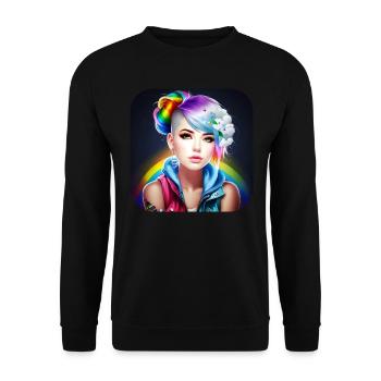 Cool girl with rainbow hair - Unisex Sweatshirt - black - Front - Alina (178cm) & Michal (187cm)