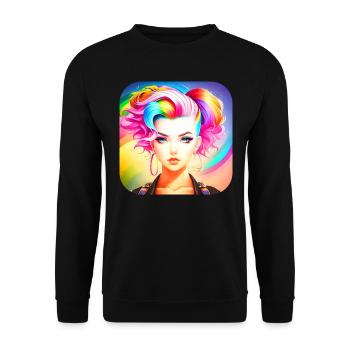 Cute girl with rainbow hair - Unisex Sweatshirt - black - Front - Alina (178cm) & Michal (187cm)