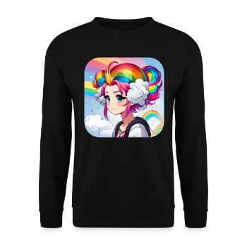 Cute girl with rainbow hair - Unisex Sweatshirt - black - Front - Alina (178cm) & Michal (187cm)