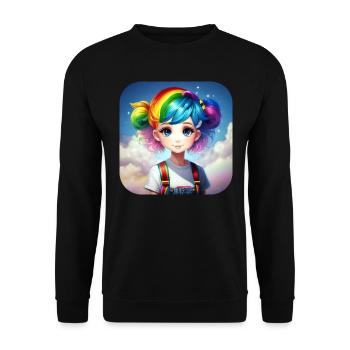 Cute girl with rainbow hair - Unisex Sweatshirt - black - Front - Alina (178cm) & Michal (187cm)