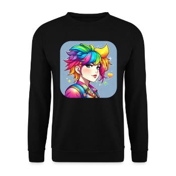 Naughty girl with rainbow hair - Unisex Sweatshirt - black - Front - Alina (178cm) & Michal (187cm)