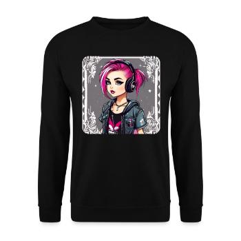 Fille punk cool aux cheveux roses - Sweat-shirt Unisexe - noir - Devant - Alina (178cm) & Michal (187cm)