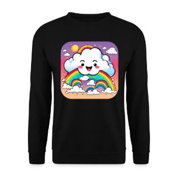 Cute cloud with rainbow - Unisex Sweatshirt - black - Front - Alina (178cm) & Michal (187cm)