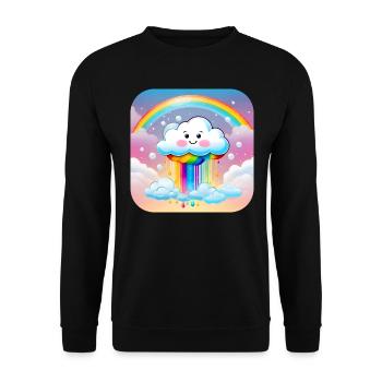 Cute Cloud Raining Rainbow Colors - Unisex Sweatshirt - black - Front - Alina (178cm) & Michal (187cm)