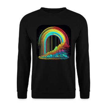 Psychedelic Motif Mountains with Rainbow - Unisex Sweatshirt - black - Front - Alina (178cm) & Michal (187cm)