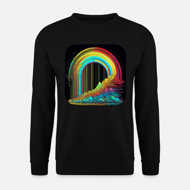 Psychedelic Motif Mountains with Rainbow - Unisex Sweatshirt - black