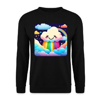 Cute Cloud Raining Rainbow Colors - Unisex Sweatshirt - black - Front - Alina (178cm) & Michal (187cm)