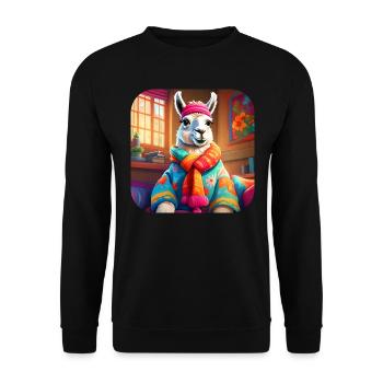 Lama d’hiver frais et confortable - Sweat-shirt Unisexe - noir - Devant - Alina (178cm) & Michal (187cm)